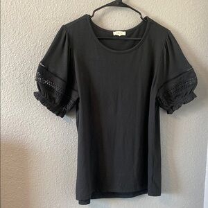 Black Lace Sleeve Women's Top